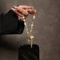 Chinese style alloy fan tassel mobile phone case lanyard handmade beaded glass flower crystal mobile phone chain bag hanging decoration