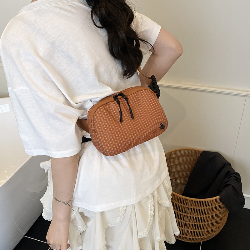 Cross-border shoulder bag women's simple new solid color casual large-capacity shoulder backpack lazy wind commuter messenger bag
