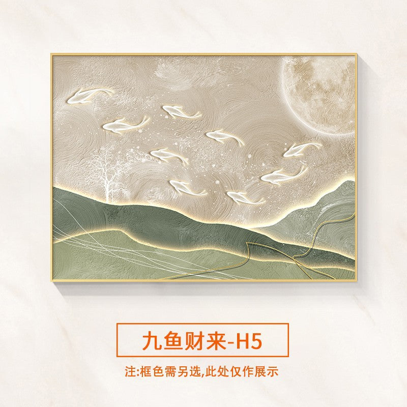 Nine fish map meter box decorative painting modern simplicity blocking restaurant distribution box power box free punching creative hanging painting