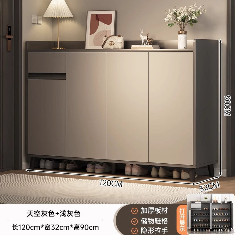 Shoe cabinet household door storage cabinet integrated against the wall simple door porch cabinet locker solid wood legs home shoe rack