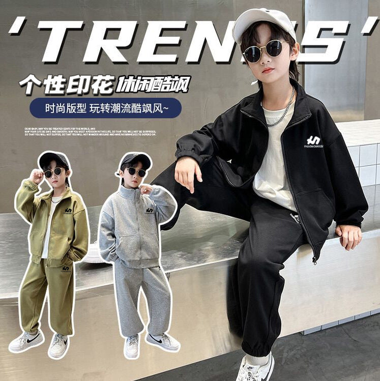 Boys' fall outfit set  new style: stylish and trendy two-piece tracksuit for older kids and teens - perfect for making a statement