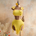 Amazon french new arrivalfashioneleganttube top vestasymmetricalruffles skirtsuittwo-piece set