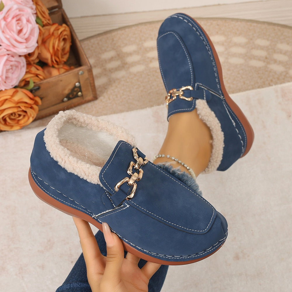 Export woolen shoes for women fall and winternew arrivalfleece-linedthickenedeasiest for match soft bottom casual slip-on small fragrant bean cotton shoes