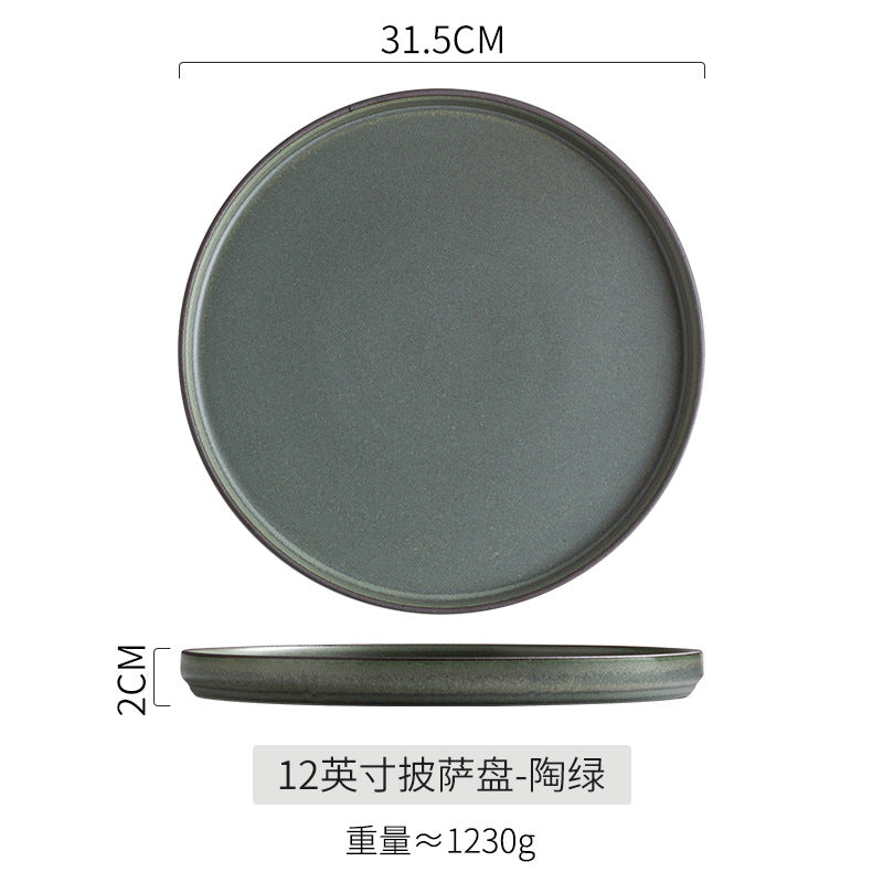 Kiln-turned-steak plate, creative western food plate, steak plate, commercial catering plate, for home ceramic dish plate