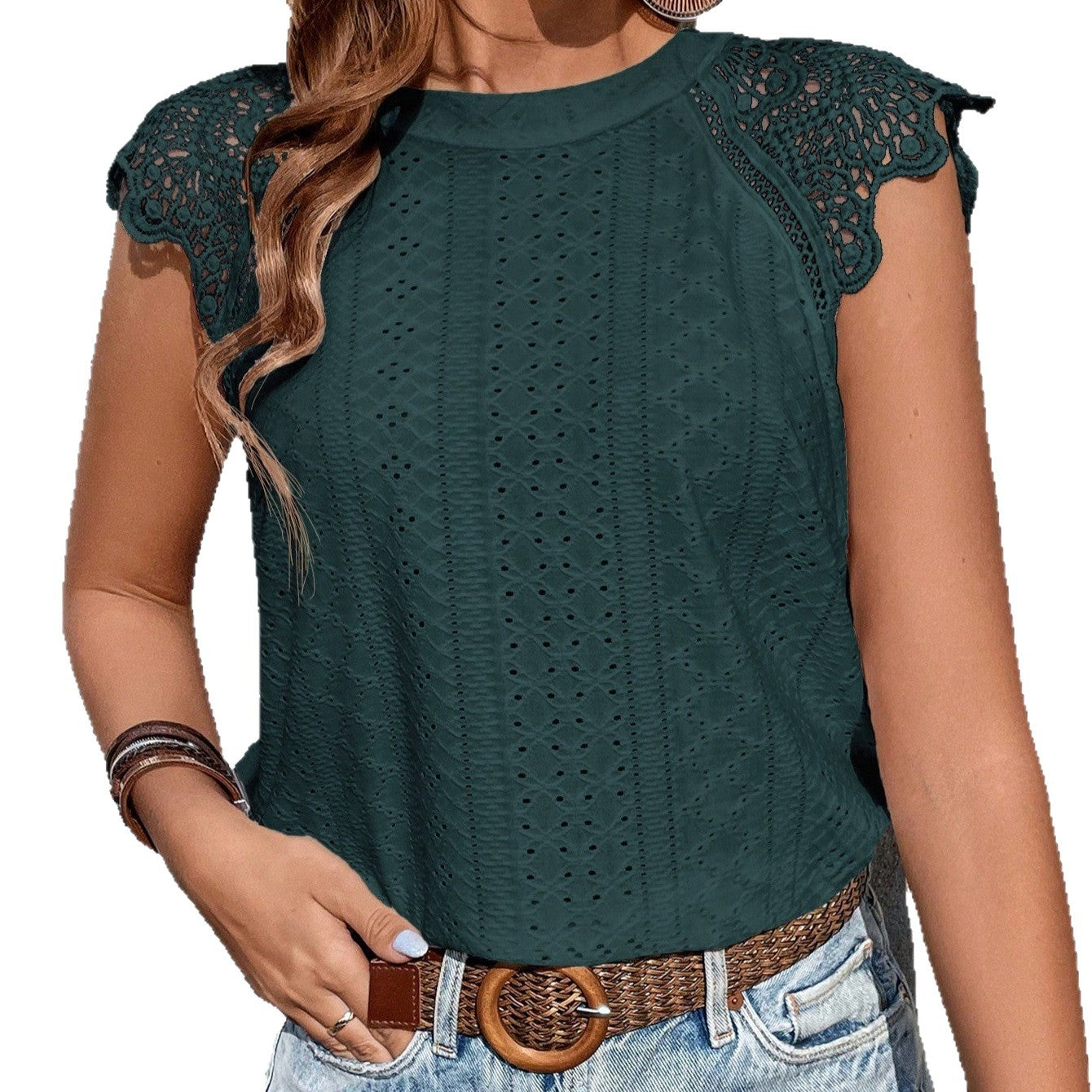 Spot 1688 Alibaba  Independent Station Europe and America Hollow Short Sleeve Lace Up T-Shirt Top