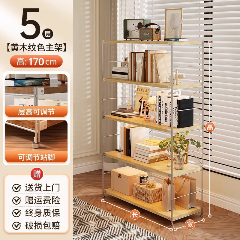 Wood style storage rack for homefloor-standing multi-layer storage rack sweeping robot washing machine under the air high stand