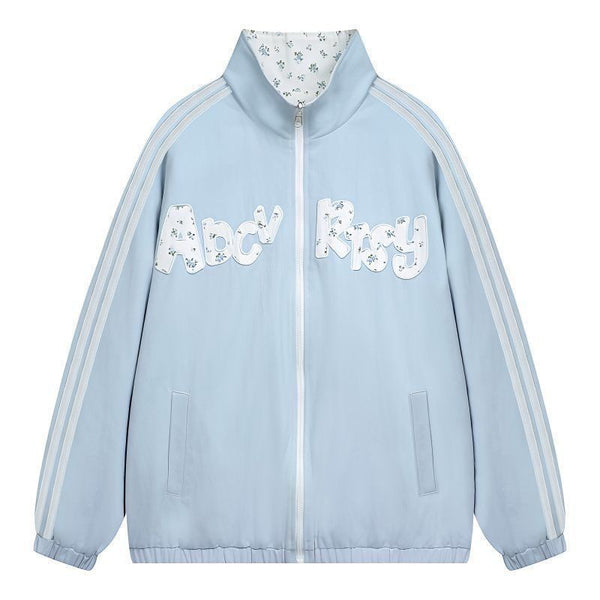 Korean department wears floral jackets on both sides, female students design sense niche casual loose cardigan jacket, spring and autumn tide