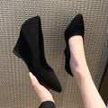 Plus size pointed-toe flats for women, spring/autumn 2025 new collection, wedge heel, korean style, minimalist chic, professional work shoes
