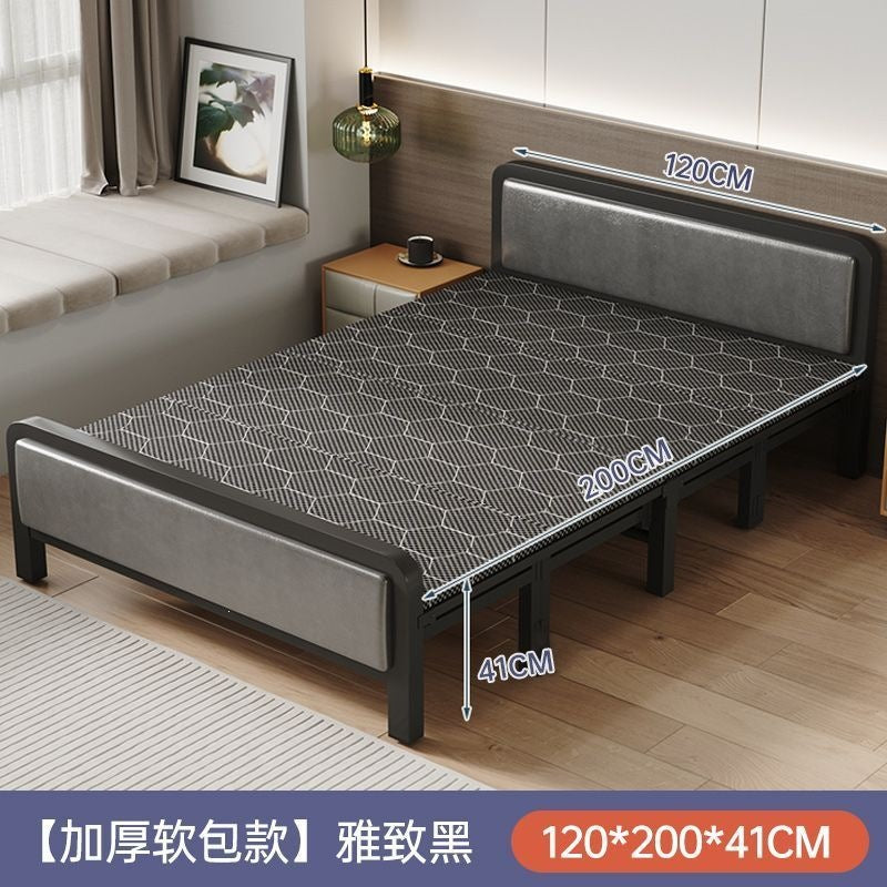 Foldable bed single bed portablefor home reinforced thickened iron frame dormitory double bed rental house simple small bed hard board