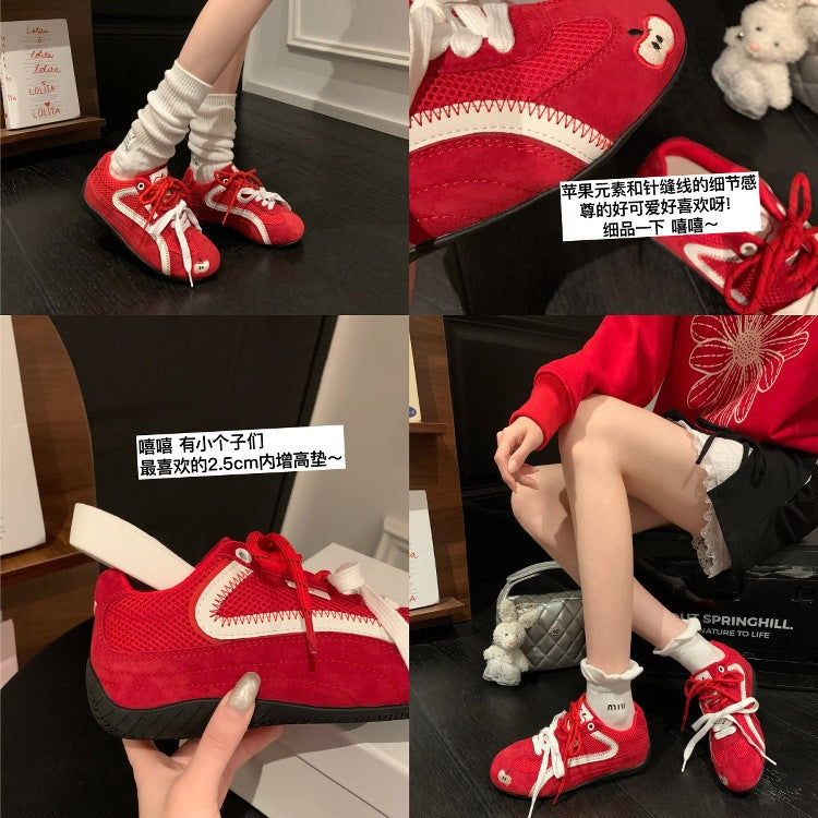 Apple shoes versatile niche retro german army trainers women's 2026 spring/autumn new breathable casual sneakers white shoes trendy