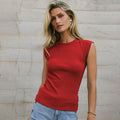 fashionnew arrival women's silm sleeveless round neck knitting ribbed pure colortopsfashionsexy hot girl vest