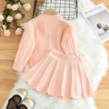 spring/autumn new girls' sweater set: designer lace jacquard knit top and midi skirt two-piece outfit