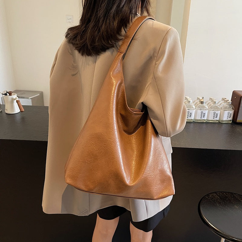 New Korean version, armpit bag, shoulder large-capacity bag, women's commute to work, retro Maillard French tote bag