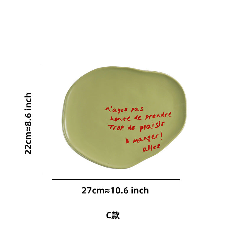 Stylishasymmetrical ceramic tray restaurant hotel casual style food plate high-looking breakfast plate photo props