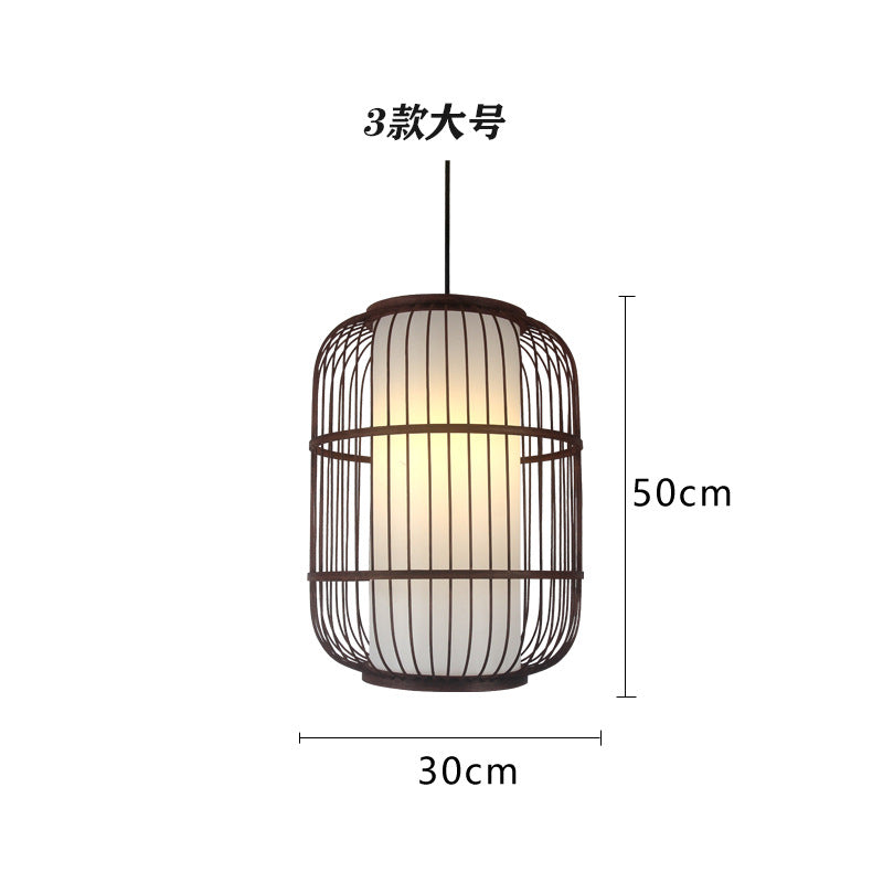 Bamboo woven bamboo art chandelier creative antique Japanese personality retro Zen tea house hotel restaurant box bed and breakfast chandelier