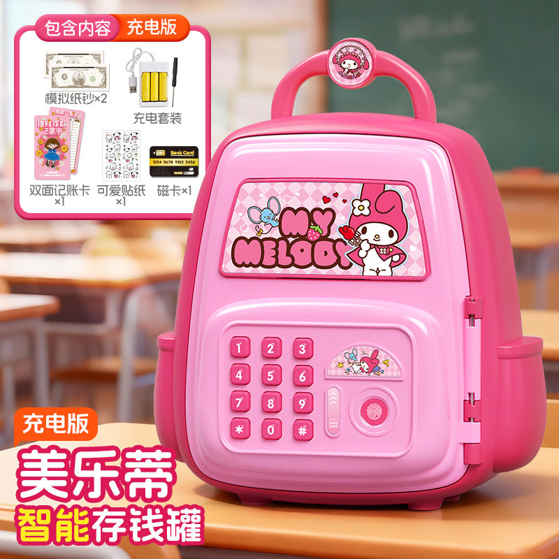 Nezha school bag piggy bank boy good-looking password lock kids toy artificial fingerprint only goes in and out of large capacity