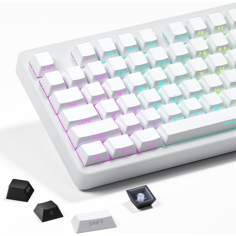 Daytime side-engraved translucent keycaps pbt micro-sanded surface 133-key dyeing six-color gradient stylish adapted to mechanical keyboard