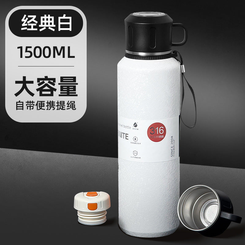 316l stainless steel vacuum insulated thermos - all steel construction, large capacity, portable for men's outdoor travel, hiking, and mountaineering