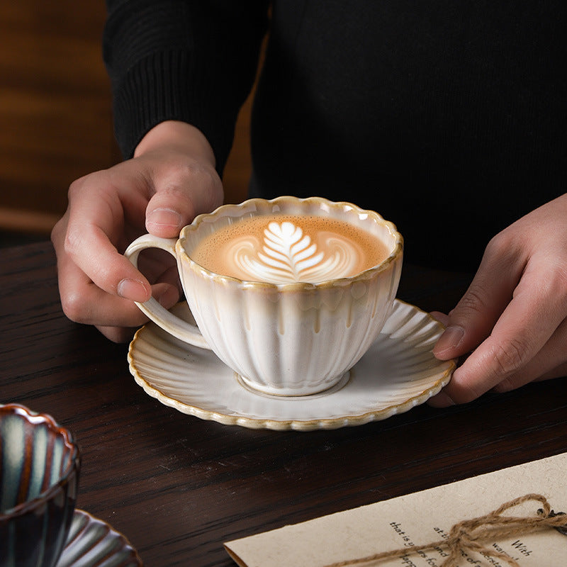 Vintage-inspired, high-end striped ceramic mug with a kiln-fired glaze effect. perfect for hotels, homes, offices, milk, coffee, afternoon tea, or just everyday drinking