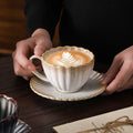 Vintage-inspired, high-end striped ceramic mug with a kiln-fired glaze effect. perfect for hotels, homes, offices, milk, coffee, afternoon tea, or just everyday drinking