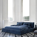 Italian normcore paris bed designer down soft bag nubuck leather master bedroom accessible luxury double leather bed