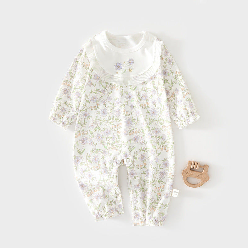 Babibele baby onesie - seamless spring/autumn newborn cotton romper - unisex infant & toddler crawling suit