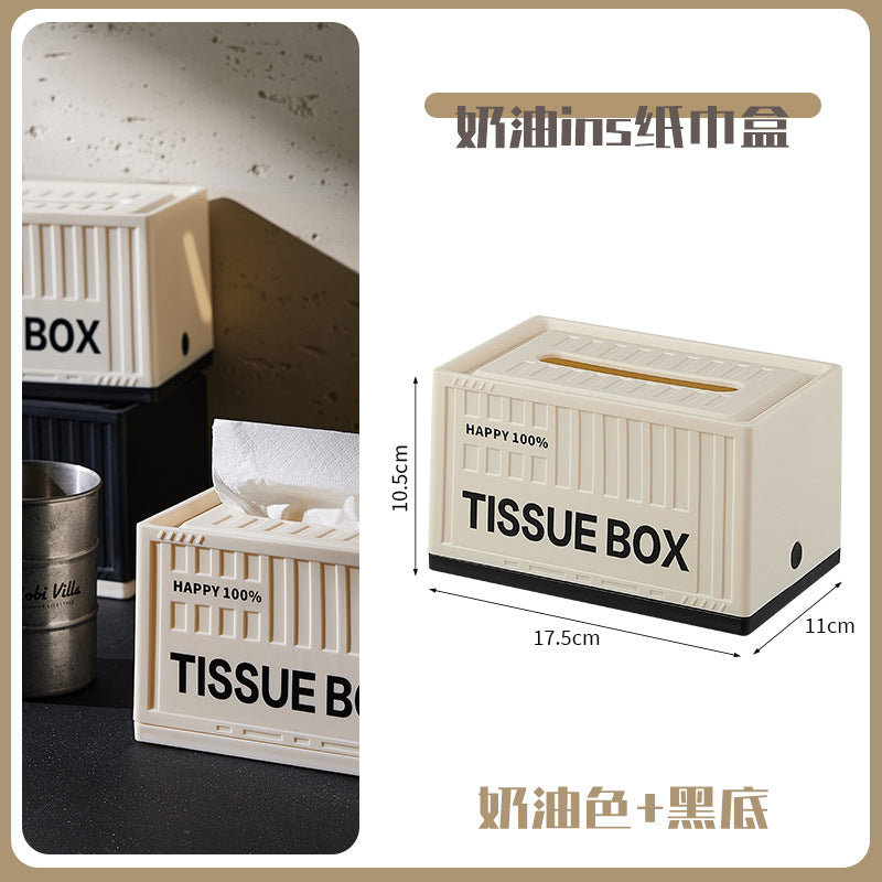 Industrial style desktop storage box set, pen holder, trash can, tissue box, household creative simple makeup brush storage bucket.