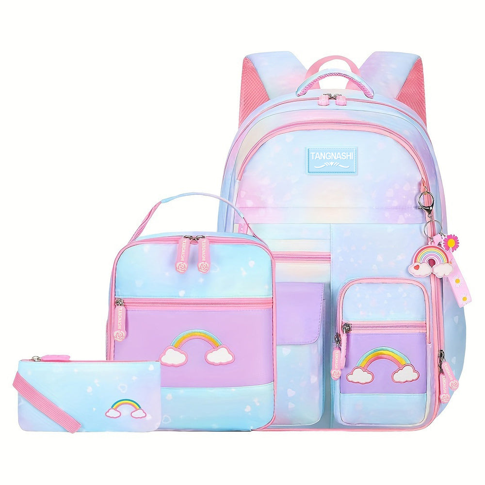 school bag kids school bag primary school student school ultra-light weight-reducing girl's three-piece backpack