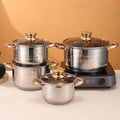 Custom stainless steel cookware set - non-magnetic, reinforced base, thickened saucepan & stockpot, 12-piece cookware set, ideal for export gifts