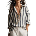 Amazon new striped long-sleeve button-down shirt - regular fit, casual, everyday wear, spring/autumn top for women