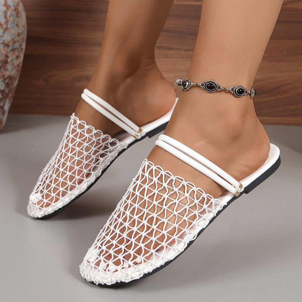 Foreign trade large size mesh bag head cool slippers women's 2025 new leisure one pedal two wear cool slippers fisherman shoes