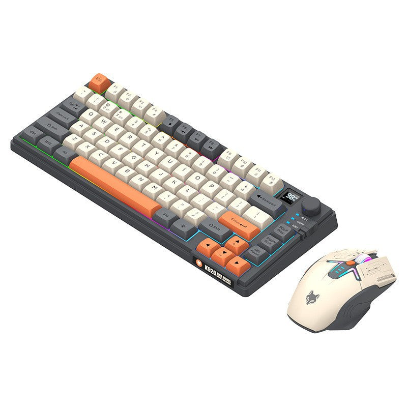 Dazzling silver fox k920 wireless bluetooth dual-mode mechanical feel keyboard and mouse combo with display knob and tri-color design