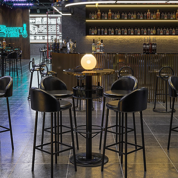 Retro clear bar wrought iron high stool bistro loose counter bar table night industrial style bar high table and chair combination