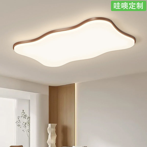 [Wow] Modern simple ceiling lamp walnut pattern cream wind ultra-thin eye protection 2025 new whole house combination