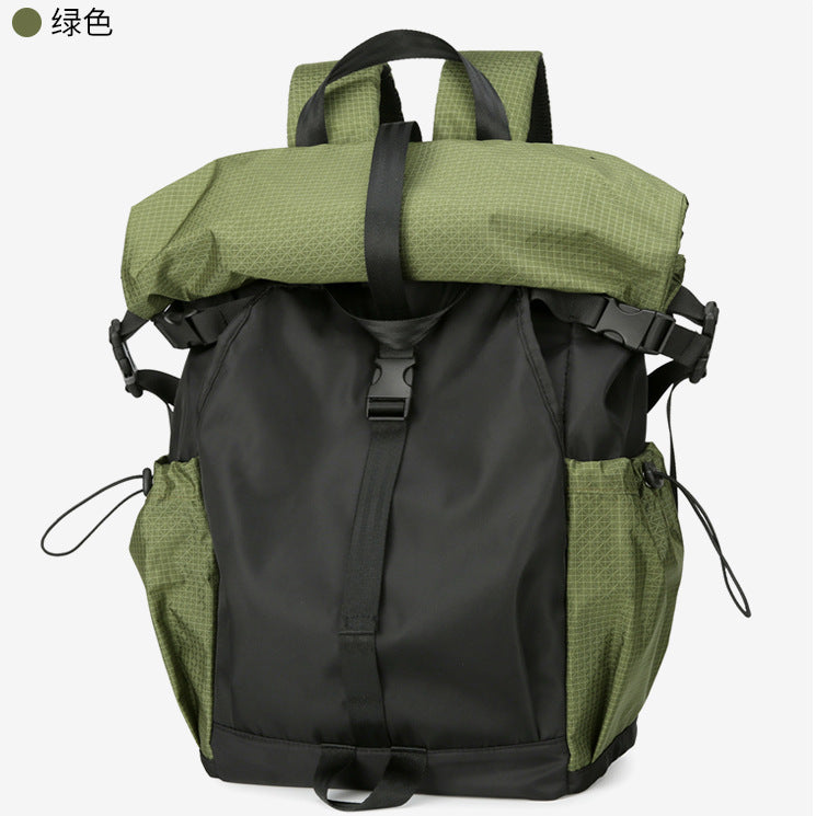 New men's backpack backpack folding roll mouth trend fashion tooling function wind travel leisure backpack men