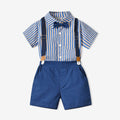 Kidsstripes short-sleeved shirt boys summer first birthday baby dress handsome flower girl overalls boy performance costume
