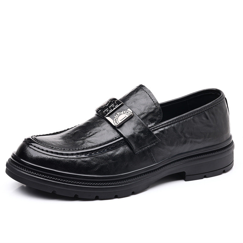 Genuine leather shoes for men autum breathable business formal wear british style loafers slip-on black casual shoes