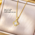 【titanium steel】korean & japanese hot-selling exquisite full diamond four-leaf clover necklace - women's lightweight luxury high-end stainless steel sweater chain jewelry