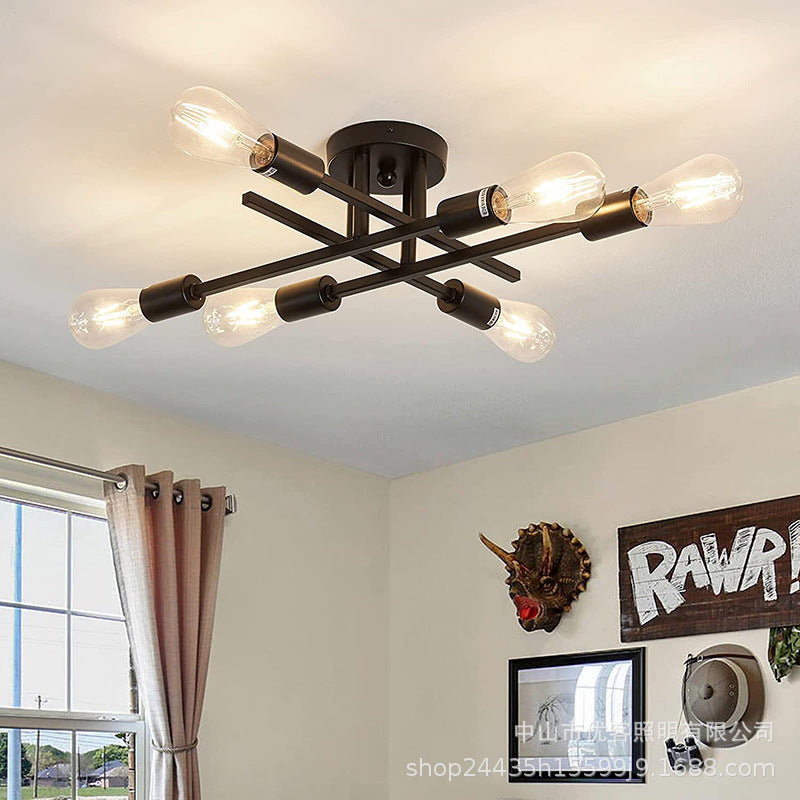 Cross-border  eBay independent station LAZADA ceiling lamp American retro wrought iron ceiling lamp study lamp