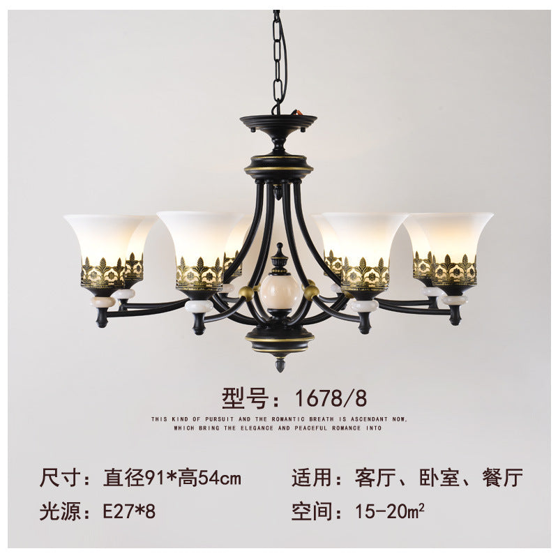 American country lamp, living room lamp, atmospheric bedroom, warm wrought iron lamps, creative retro dining room ceiling art chandelier