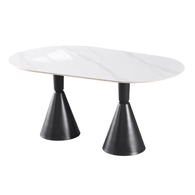Rock slab dining table french cream style internet celebrity dining table manufacturer personalized simple small apartment rental house holy grail table