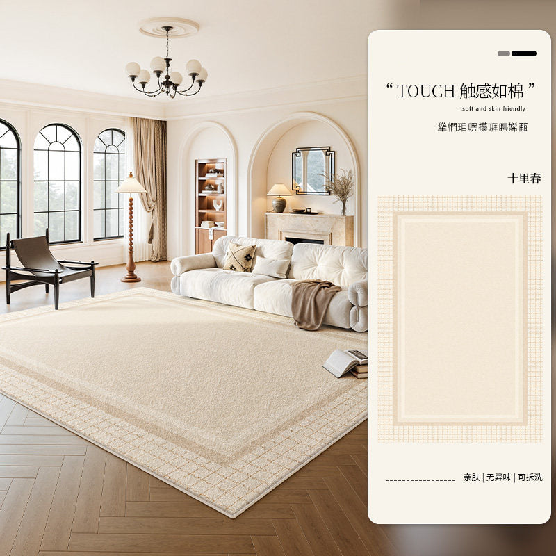 Removable and washable carpet living room new arrival medieval cream style removable double layer for home easy-care soundproof floor mat french style