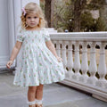 Kids' short-sleeve printed smocked dress - fresh & sweet country style