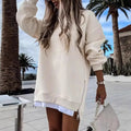 independent station  hot seller: autumn/winter fashion patchwork side-zip pullover sweatshirt for women