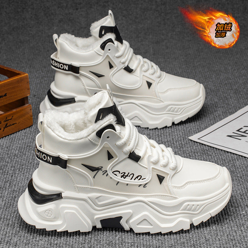 Men's winter snow boots for -40°c weather: fleece-lined, extra thick, waterproof, non-slip, white, large-size cotton shoes for teens