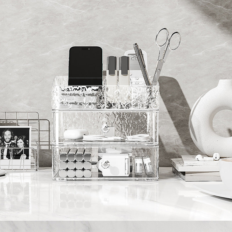 Cosmetic organizer - desktop dustproof premium vanity table makeup & lipstick acrylic drawer storage rack