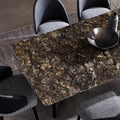 Natural marble dining table and chairs italian normcore large flat floor houseclassy luxury stone rectangular dining table