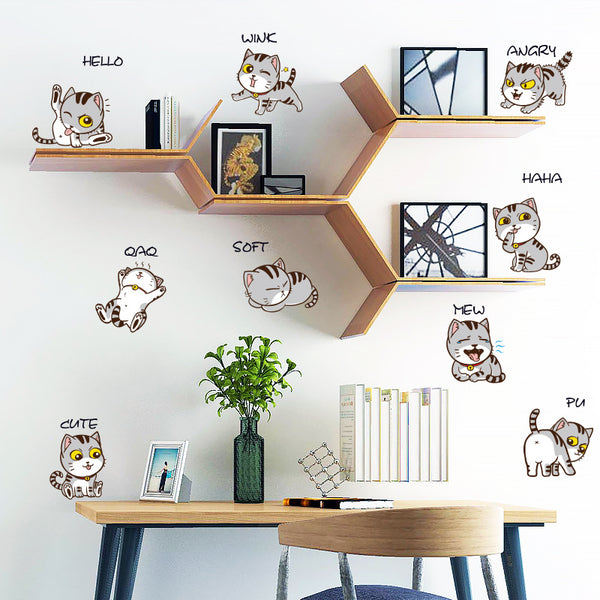 Cartoon naughty cat stickers at will, bedside cabinets, refrigerators, corridor bookshelves, background wall decorative stickers SK36012