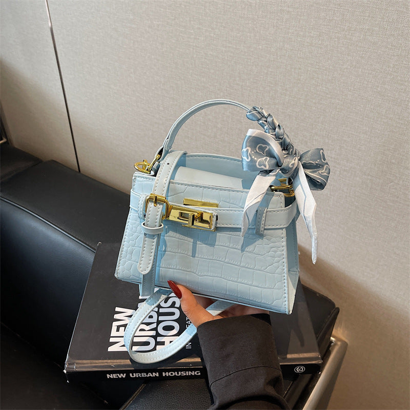 Cross-border summer popular crocodile pattern small bag women's 2025 new fashion hand carry Kelly bag high-end messenger bag