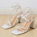European and american niche style strappy high heels, plus size summer new arrivals, square toe ankle strap european and american high heel sandals